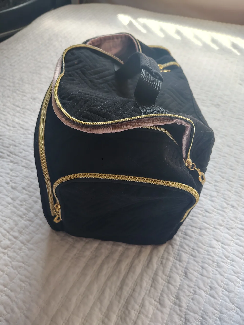 Black  Cosmetic Bag with Gold 'A' Accent